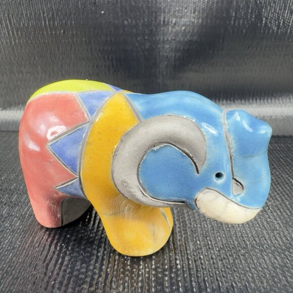 Vintage South Africa Raku Pottery Elephant Figurine Artist Signed Figure VTG - Picture 1 of 11